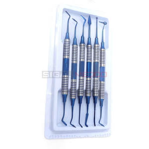 Professionnel 6 pièces manuel dentaire Composite résine remplissage spatule ensemble titane plaqué tête bleu remplissage restauration Medic - Product Image 3