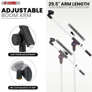 5 Core Mic Stand Floor Height Adjustable <b>Tripod</b> Microphone Stands w Extending Telescoping Boom Arm - Product Image 3