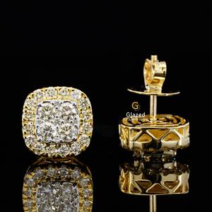 ต่างหูเม็ดเดี่ยวสีเงิน925สเตอร์ลิงประดับเพชรมอสซาไนต์ทรงกลมสวยงามสำหรับผู้หญิง - Product Image 1