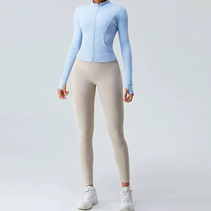 เสื้อแจ็คเก็ตโยคะสำหรับผู้หญิง น้ำหนักเบา ซิปเต็มตัว สีเทา ระบายอากาศ แห้งเร็ว - Product Image 4