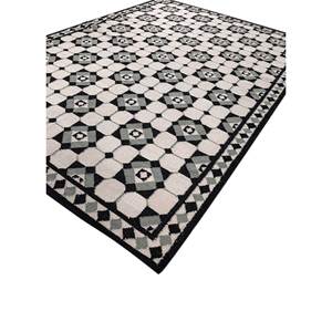 Tapis en laine tissée plate Alhambra ivoire, motif géométrique, 9x12, rectangulaire, pour salon, tapis de couloir en viscose, modèle puzzle - ADWL-13165(CS-01) - Product Image 2