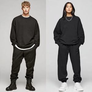 Conjunto Deportivo Unisex Extra Grande, Hombros Caídos, Cuello Redondo, Lavado Ácido, Color Sólido, Ecológico, Resistente al Viento, Estilo Urbano, Tejido Grueso - Product Image 2