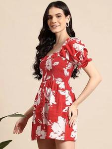 เดรสผ้าฝ้ายพิมพ์ลายแบบอินเดียใหม่เสื้อผ้าลำลองทันสมัยสำหรับฤดูร้อนสไตล์หวานรอบเอวธรรมชาติเป็นมิตรต่อสิ่งแวดล้อมวันวาเลนไทน์ - Product Image 2