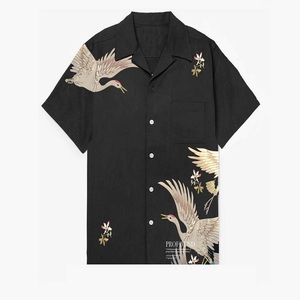 custom oem Retro <b>Bowling</b> Rockabilly Casual <b>Shirt</b> for Men Breathable 100% Cotton Embroidered Design - Product Image 1