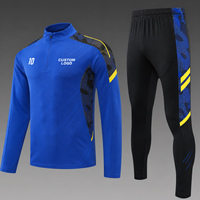 Ensemble de survêtement d'entraînement OEM demi-zip à manches longues pour homme, respirant et anti-humidité, veste de sport et pantalon de jogging avec poches, automne, 100%