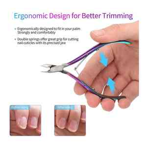 Pinzas para cutículas de acero inoxidable arcoíris Premium, cortaúñas afiladas, herramienta de manicura de doble resorte para dedos de manos y pies - Product Image 2