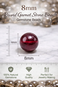 ลูกปัดแฟชั่นขายส่ง ขนาด 8 มม. ลูกปัดพลอยโกเมนทรงกลม สำหรับทำเครื่องประดับ DIY สร้อยคอ สร้อยข้อมือ ต่างหู - Product Image 3