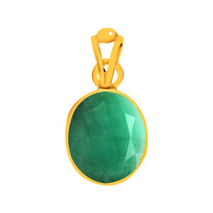 NOVAMART Fine Certified <b>Emerald</b> Panna Panchdhatu <b>Pendant</b> 5.5CTS or 6.25Ratti Hindu Religious Stone Charm for Gifts Bezel Setting - Product Image 1
