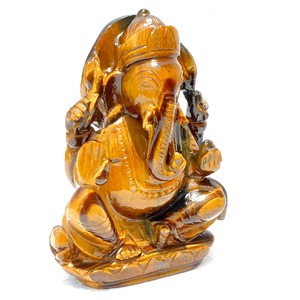 Statue de Ganesha gravée à la main en gros, figurine en pierre de cristal œil de tigre, artisanat bouddhiste en provenance d'Inde - Product Image 5