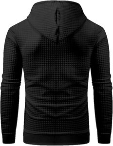 Sudadera con capucha jacquard sólida tejida personalizada para hombre al por mayor, informal, 100% poliéster, teñida en prenda, de secado rápido, con forro y logotipo personalizado - Product Image 6