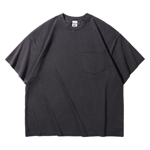 T-shirt personnalisé vintage délavé à l'acide OEM pour hommes T-shirt surdimensionné épais 100% coton DTG Design graphique noir - Product Image 4