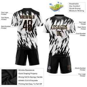 Uniforme de fútbol personalizable de alta calidad con diseño transpirable Ropa deportiva de invierno en blanco y negro Precio de servicio OEM - Product Image 4