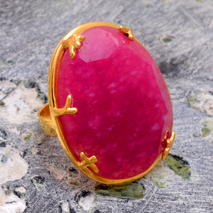 เครื่องประดับแหวนแต่งงานอัญมณีทับทิมย้อมสีธรรมชาติ925แข็งชุบทองเงินสเตอร์ลิงเครื่องประดับแหวนแต่งงาน - Product Image 2