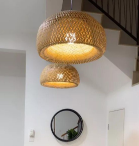 โคมไฟแขวนทรงลูกบอลแบบมินิมอลทันสมัยทำจากไม้ไผ่ สำหรับตกแต่งภายในห้องนั่งเล่น ร้านอาหาร โรงแรม และบันได - Product Image 6