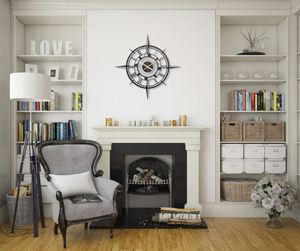 Metal Compass <b>Large</b> Wall <b>Clock</b> Modern Wall <b>Clock</b> Minimalist Decorative Gear Watch Unique <b>Large</b> Wall <b>Clock</b> Modern Decorative - Product Image 5