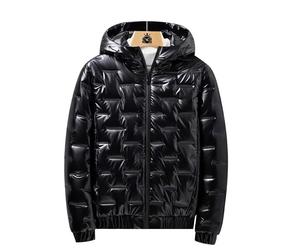 เสื้อแจ็คเก็ตพัฟเฟอร์ดีไซน์สั่งทำสีดำเงาทันสมัยสำหรับผู้ชาย กันลม ระบายอากาศได้ดี ดีไซน์ล่าสุด เสื้อแจ็คเก็ตพัฟเฟอร์ผู้ชาย - Product Image 1
