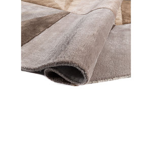 พรมขนสัตว์และใยวิสโคสทอมือลายสามมิติสีเบจและสีน้ำตาล รุ่น Tnq-1126 สำหรับตกแต่งห้องนั่งเล่น วางรอบพรมห้องนั่งเล่น - Product Image 2