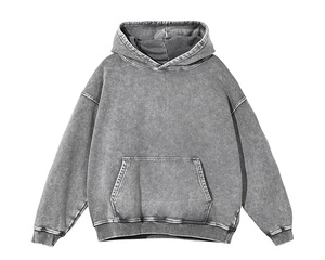 Custom Street wear Hoodie No String Fleece Blank Zip up Vintage Double Layer Acid Technique Solid Pattern Lined - Product Image 2