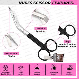 Porte-clés de poupée d'infirmière Vaslcare Scrissors médicaux noirs chics avec lames aiguisées à pointe émoussée Ciseaux à bandage en acier - Product Image 6