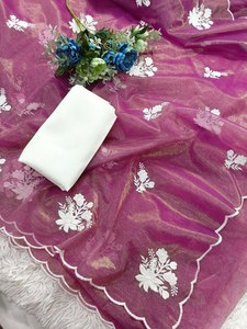 2025 trabajo de hilo de bordado completo fiesta inspirada en Bollywood Color brillante especial Sari precioso con pieza de blusa de contraste - Product Image 6