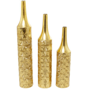 Handmade Metal Floor <b>Vases</b> <b>Set</b> <b>of</b> <b>3</b> with Gold Color Finished Perfect for Stylish Home and Hotel Decor - Product Image 1