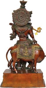 Estatua de Lord Krishna de latón hecha a mano de 22 pulgadas, escultura de ídolo Murli Manohar para regalo de boda y decoración del hogar - Product Image 6