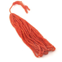 Perles facettées rondes en cornaline naturelle 3mm-5mm, perles de pierre précieuse en cornaline orange, brin de 16 pouces, pour la fabrication de bijoux, lot en gros