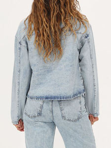 Chaqueta vaquera ligera con cuello de solapa, manga larga y corbata, decoración de botones frontales, blusa vaquera corta, abrigo con bolsillos - Product Image 6