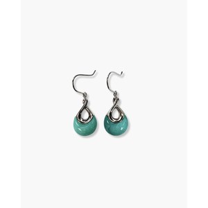 Amazonite <b>Hook</b> <b>Earrings</b>-Rhodium Plated Stainless Steel & Zinc Alloy - Product Image 1