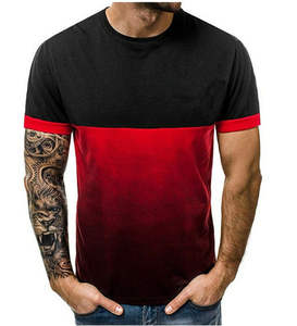 Camiseta de manga corta con cuello redondo de Color degradado para hombre, informal Camiseta ajustada con cuello redondo para hombre, camiseta de verano - Product Image 2