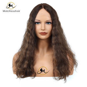 Parrucche ebraiche in pizzo vergine 100% europea per capelli parrucca Kosher marrone/miele biondo per donna - Product Image 1