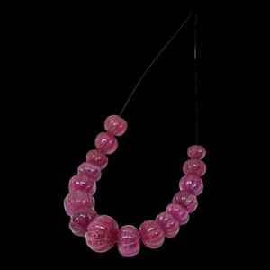 Rubis sculpté Melon perles forme ovale naturelle brin de pierres précieuses en vrac pour collier Bracelet fabrication de bijoux en gros Inde fournisseur - Product Image 4