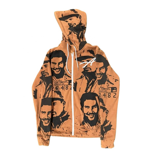 Sweat à capuche zippé personnalisé de luxe imprimé sur le dessus Sweat manches longues en polyester/coton pour l'hiver Forte demande - Product Image 1