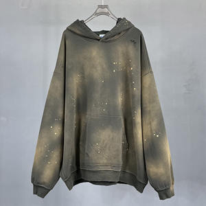 Sweatshirts à capuche brodés vieillis personnalisés Sweatshirts à capuche avec fermeture éclair style streetwear poids lourd Boxy délavés à l'acide vintage pour hommes - Product Image 6