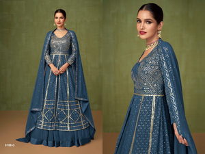 Traje de estilo pesado Georgette bordado Sal-War Colección paquistaní para venta en línea - Product Image 2