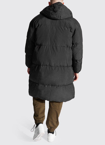 Abrigo personalizado de gran tamaño con capucha desmontable logotipo personalizado moda cremallera hombres invierno Chaqueta larga acolchada para hombres - Product Image 2