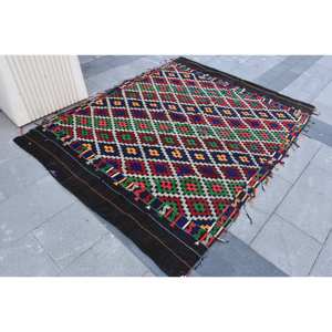 พรมปูพื้นสไตล์ชนเผ่าขนาดใหญ่5.3 x 6.9ft ขนสัตว์สีขาวแดงพรมตุรกีแผ่นรองหลังลาเท็กซ์พรมห้องรุ่นใหม่สำหรับโถงทางเดิน - Product Image 3