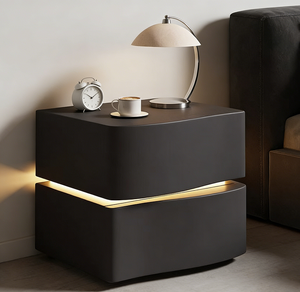 Mesa de Noche Moderna con 3 Cajones y Tira de Luz LED, Mueble de Dormitorio con Gran Capacidad de Almacenamiento, Envío Rápido - Product Image 5