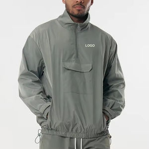 Chaqueta cortavientos con capucha y soporte personalizada OEM para hombre, ropa informal transpirable para deportes al aire libre, correr, trotar, trabajo, cremallera frontal - Product Image 1