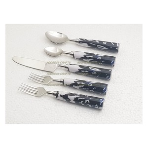 Ensemble de couverts en acier inoxydable 18/8 poli miroir avec poignée en pierre créative Argenterie Best Seller 5 Pcs Couverts Vaisselle - Product Image 5