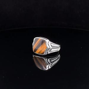 Bague signet éternité pour homme en argent sterling 925 avec pierre naturelle œil de tigre pour mariage ou anniversaire |   OEM - Product Image 1