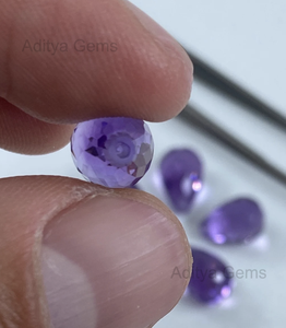 Gotas facetadas de amatista natural Taladro superior Forma púrpura Lupa limpia Semi piedras preciosas Piedras sueltas Gotas Precio al por mayor Jaipur - Product Image 5