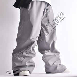 Pantalon de ski d'hiver unisexe de haute qualité à logo personnalisé, coupe-vent imperméable à taille élastique avec fermeture à glissière, tenue de neige décontractée - Product Image 4