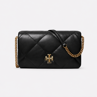 Sac à bandoulière matelassé de luxe en cuir PU pour femme avec chaîne dorée, sac à rabat noir, personnalisable avec logo, vente en gros