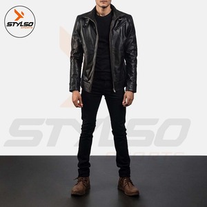 Veste en cuir pour hommes personnalisée veste en cuir noir de haute qualité vestes en cuir de créateur pour garçons manteau en peau hommes - Product Image 6