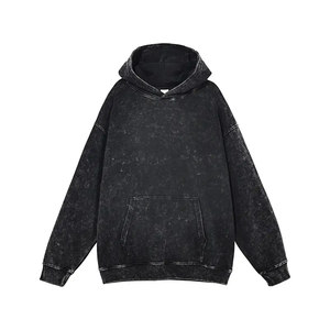 Algodón desgastado vintage heavyweight llano ácido lavado Sudadera con capucha - Product Image 1
