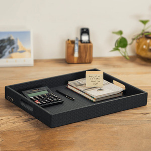 ถาดหนังหรูหราน้ำหนักเบาสำหรับห้องนั่งเล่นโต๊ะกาแฟโมเดลห้องน้ำหอมเครื่องสำอางและปากกาถาดเก็บของเครื่องประดับตกแต่ง - Product Image 1