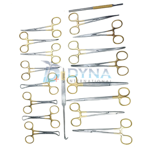 Juego de Instrumentos Quirúrgicos Manuales de Acero Inoxidable con Mango Dorado, 17 Piezas, para Cirugía General y Esterilización - Product Image 4