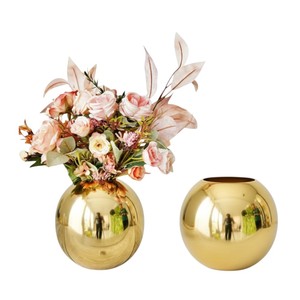 High Quality Handcrafted Aluminium <b>Gold</b> Flower <b>Vase</b> Modern Cutwork Design Home Decor Table <b>Floor</b> <b>Vase</b> For Living Room Decor - Product Image 3