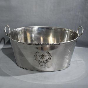 Seau à glace en acier inoxydable avec poignées Refroidisseur à vin de grande capacité et refroidisseur de boissons pour les fêtes et les événements - Product Image 1